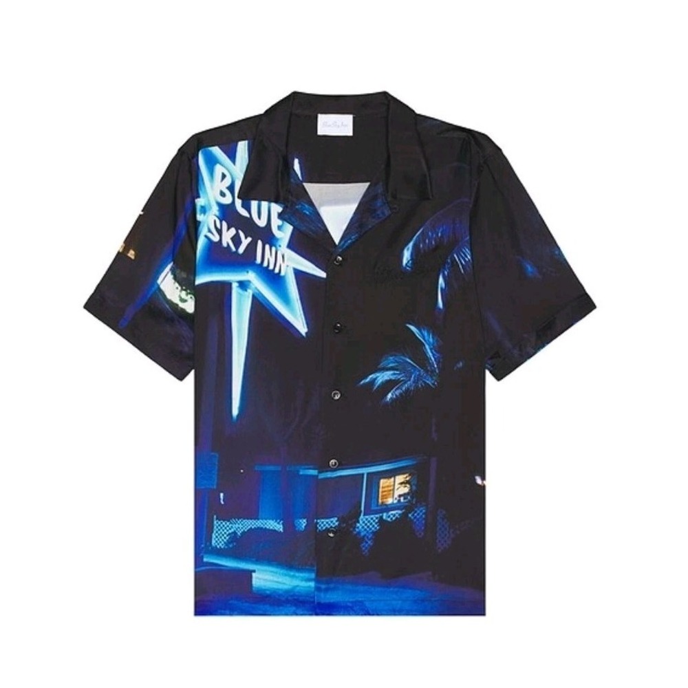 Blue Sky Inn Men's Button Up Viscose SS Shirt Made In Italy Size Med NEW! $375